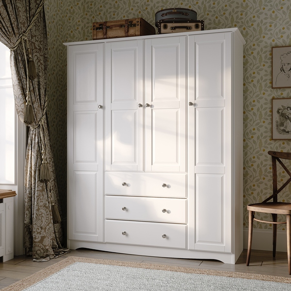 Palace Imports 100 Solid Wood Family 4 Door Wardrobe Armoire with Metal or Wooden Knobs On Sale Bed Bath Beyond 19897094